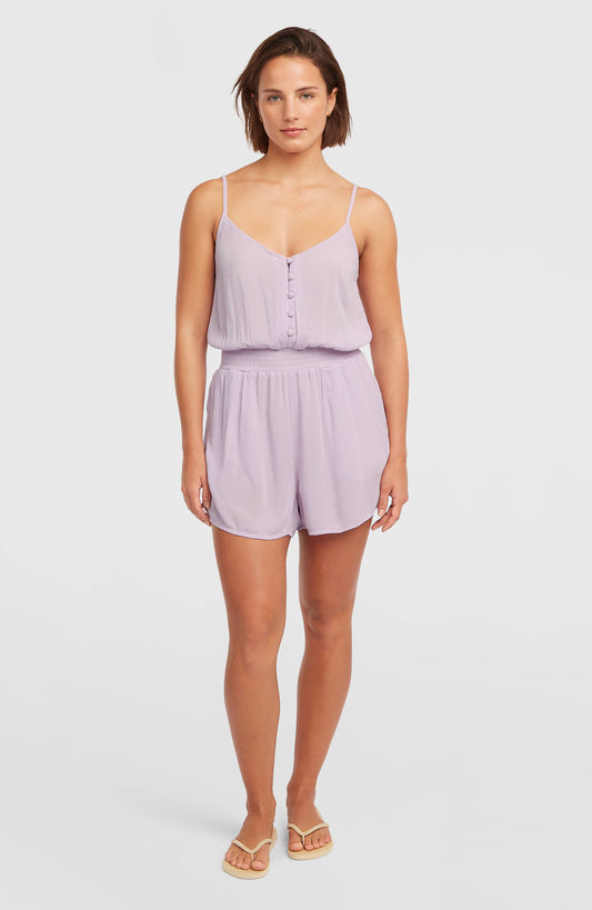 Women Thin Strap Buttoned Romper