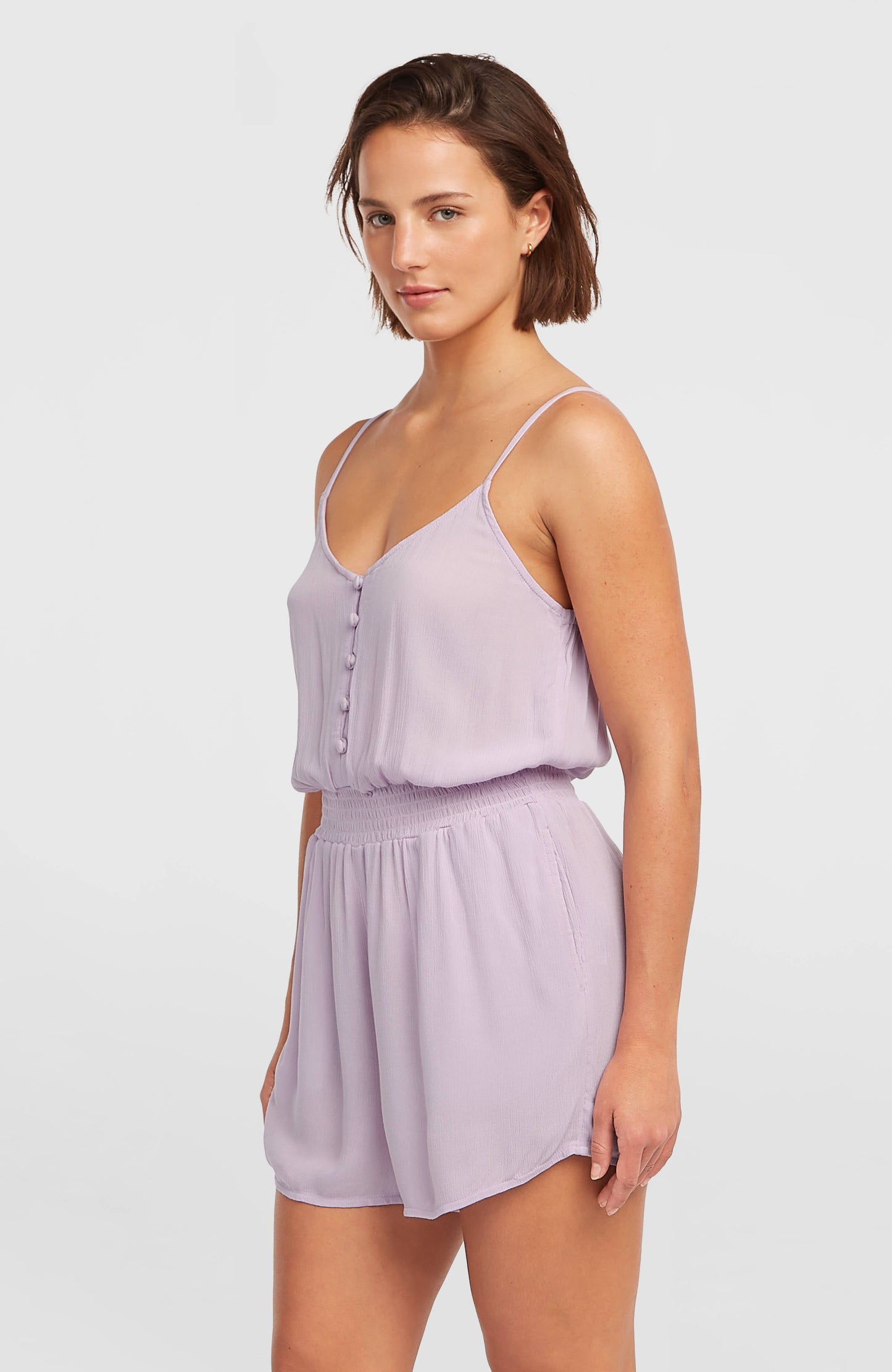 Women Thin Strap Buttoned Romper