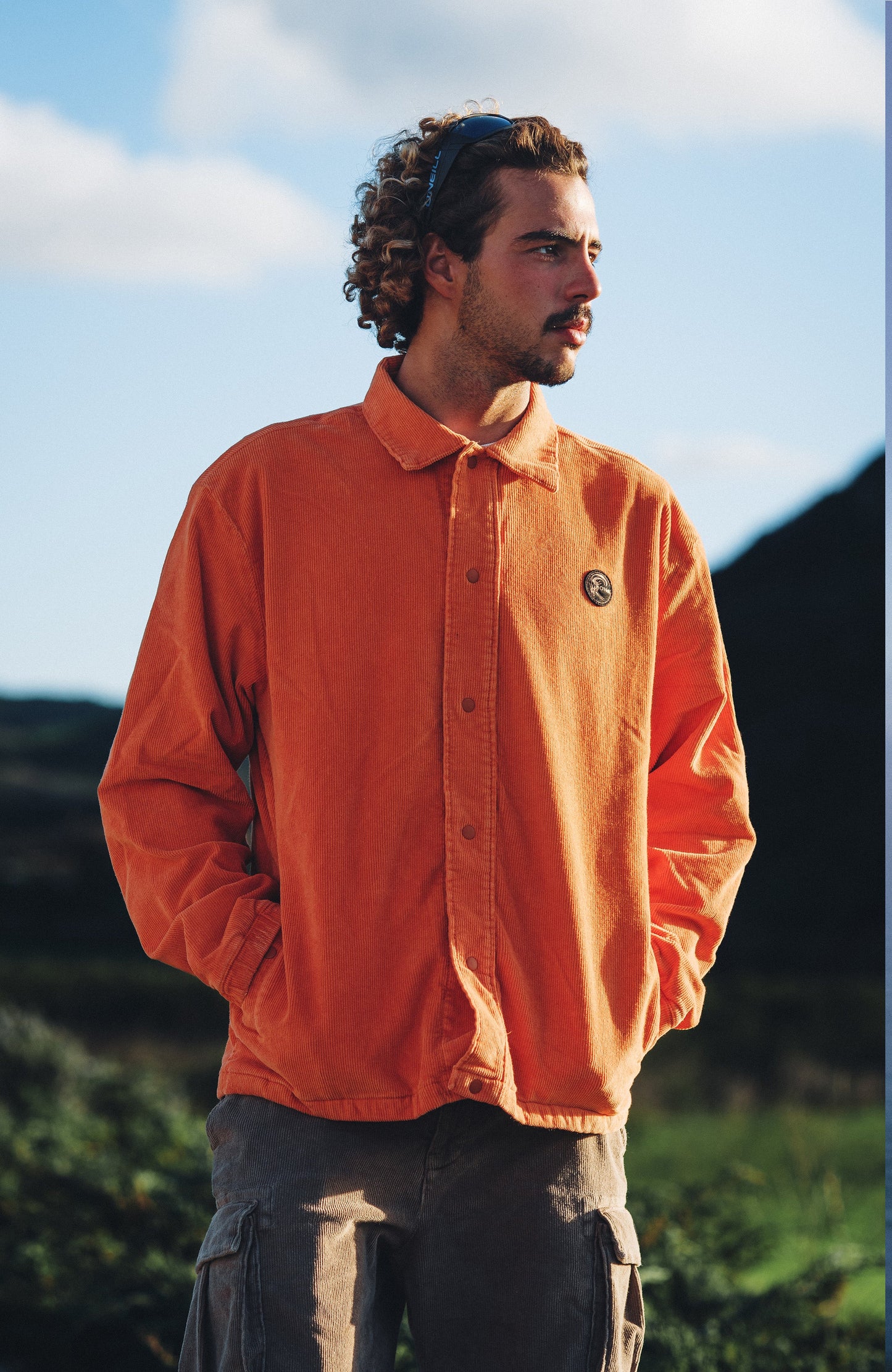 Men Cord Coach Jacket