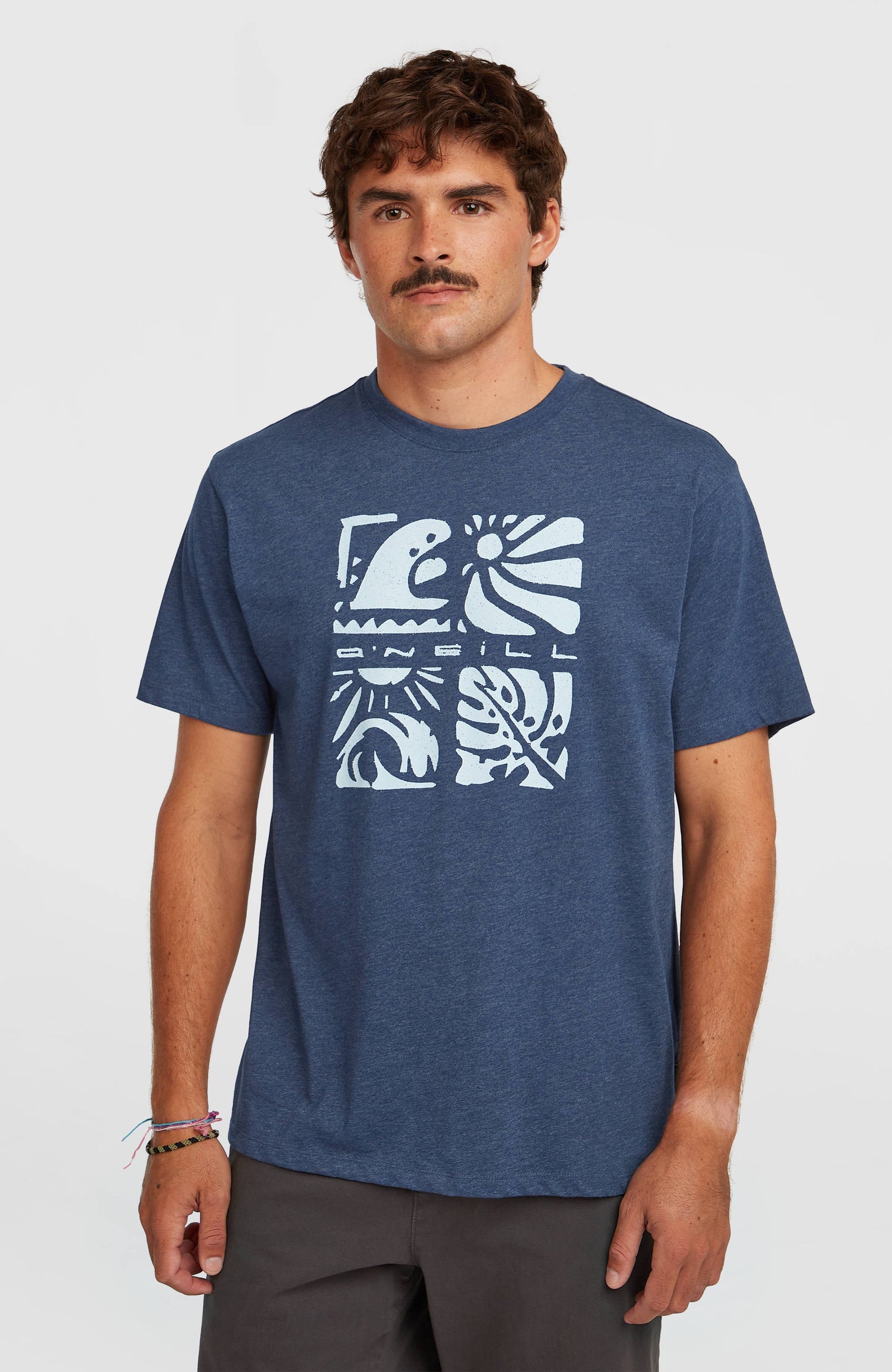 Men O’Neill Melange Front Print T-Shirt